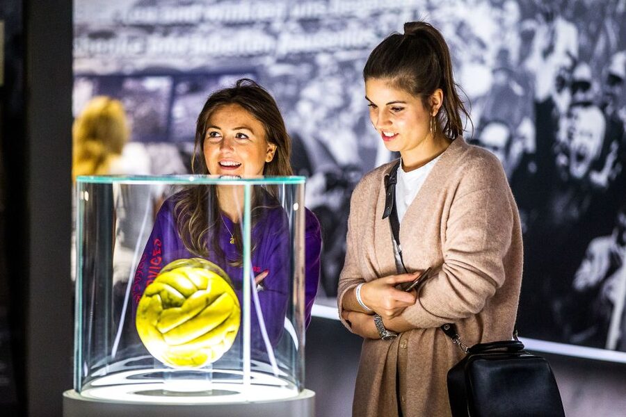 Dortmund: German Football Museum - Taking the microphone in the Sky Reporter Room