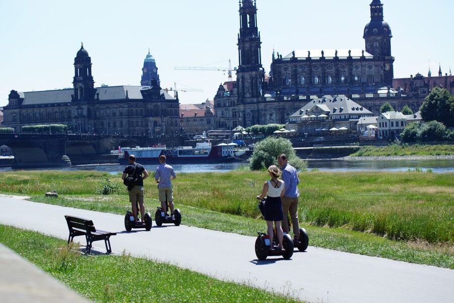 Dresden: Elbe Valley Guided Segway Tour - The Königsufer view across the Elbe