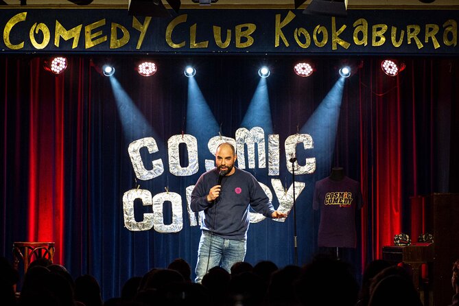 English Comedy Show with Pizza and Shots in Central Berlin - Who will enjoy Cosmic Comedy most?