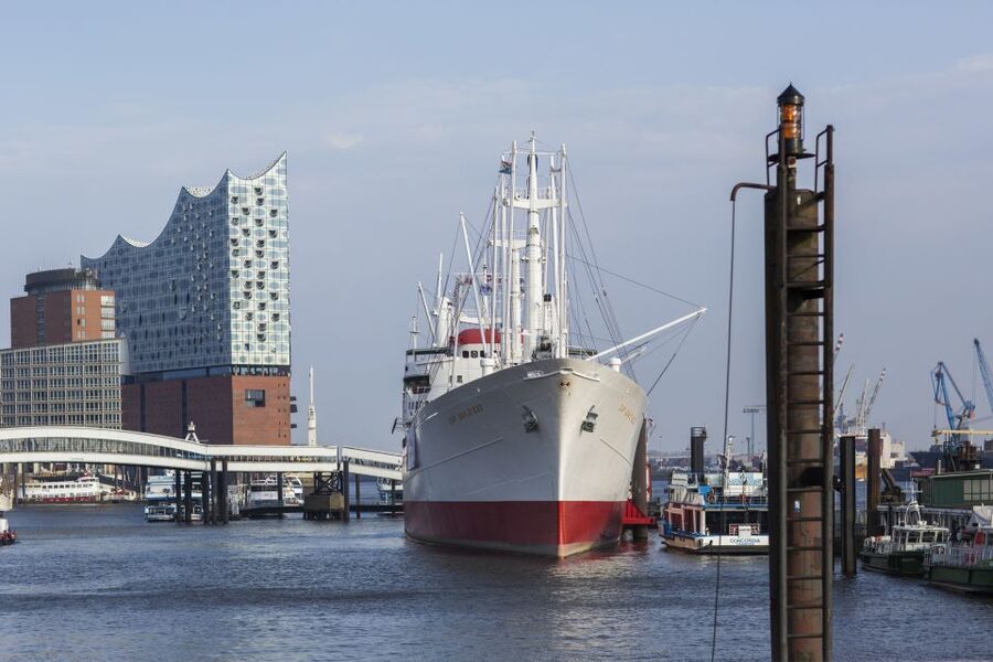 Hamburg: Entrance to the Museum Ship Cap San Diego - Picture a 1960s South America crossing