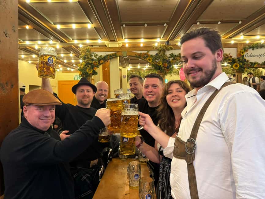 Munich: Oktoberfest Big Beer Tent Evening Table Reservation - Two liters of beer and a half chicken