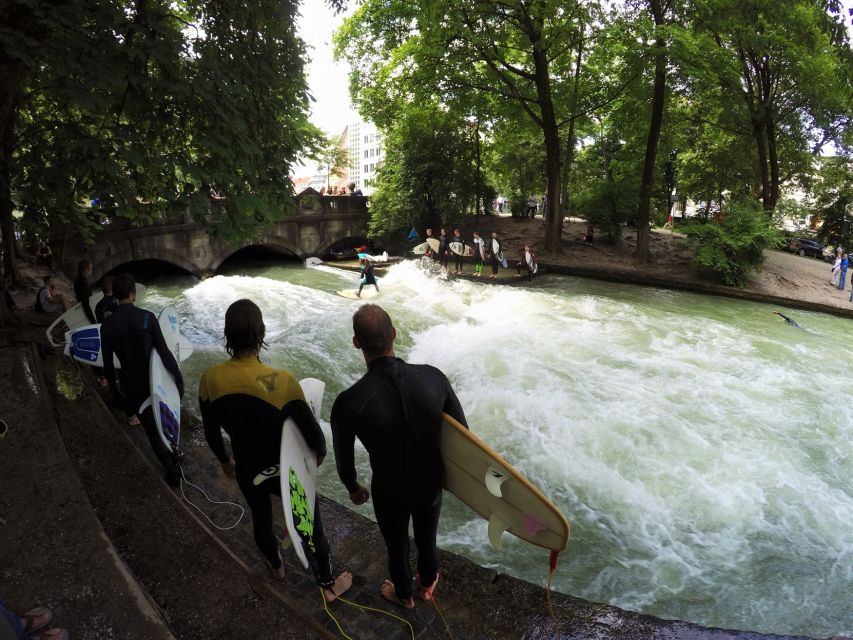 Munich Surf Experience Surfing In Munich Eisbach River Wave - Getting fitted for Munich’s cold water