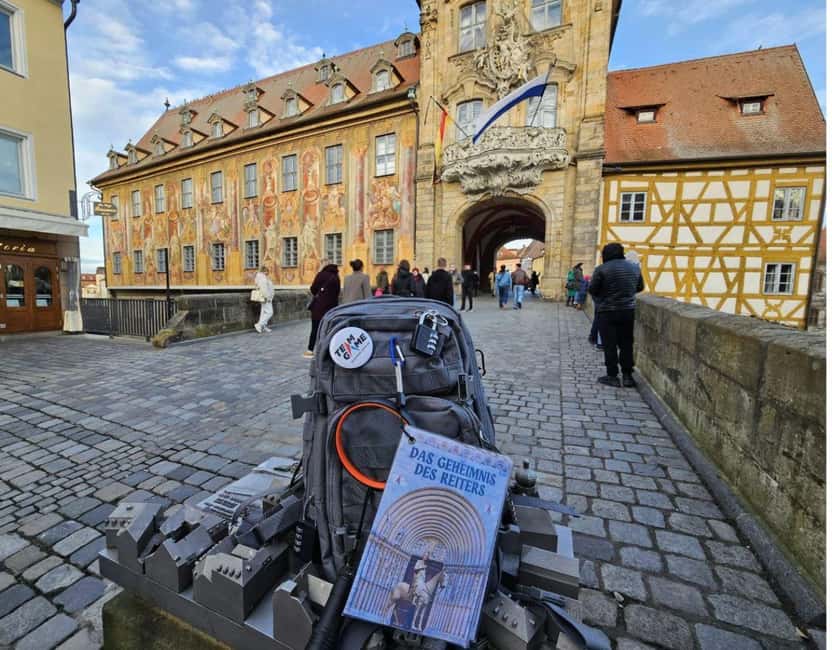 Outdoor Escape Game with puzzle backpack Bamberg: The Secret of the Horseman - What the 13 puzzles and six locks are like
