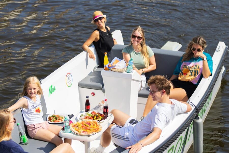 Rostock: Electric Boat Rental on the Warnow River - The harbor views are the real attraction