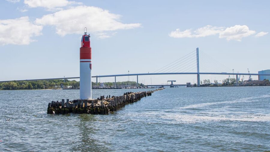 Stralsund: 1-Hour Harbor Cruise - Heading north toward Danhölm and Rügen Bridge